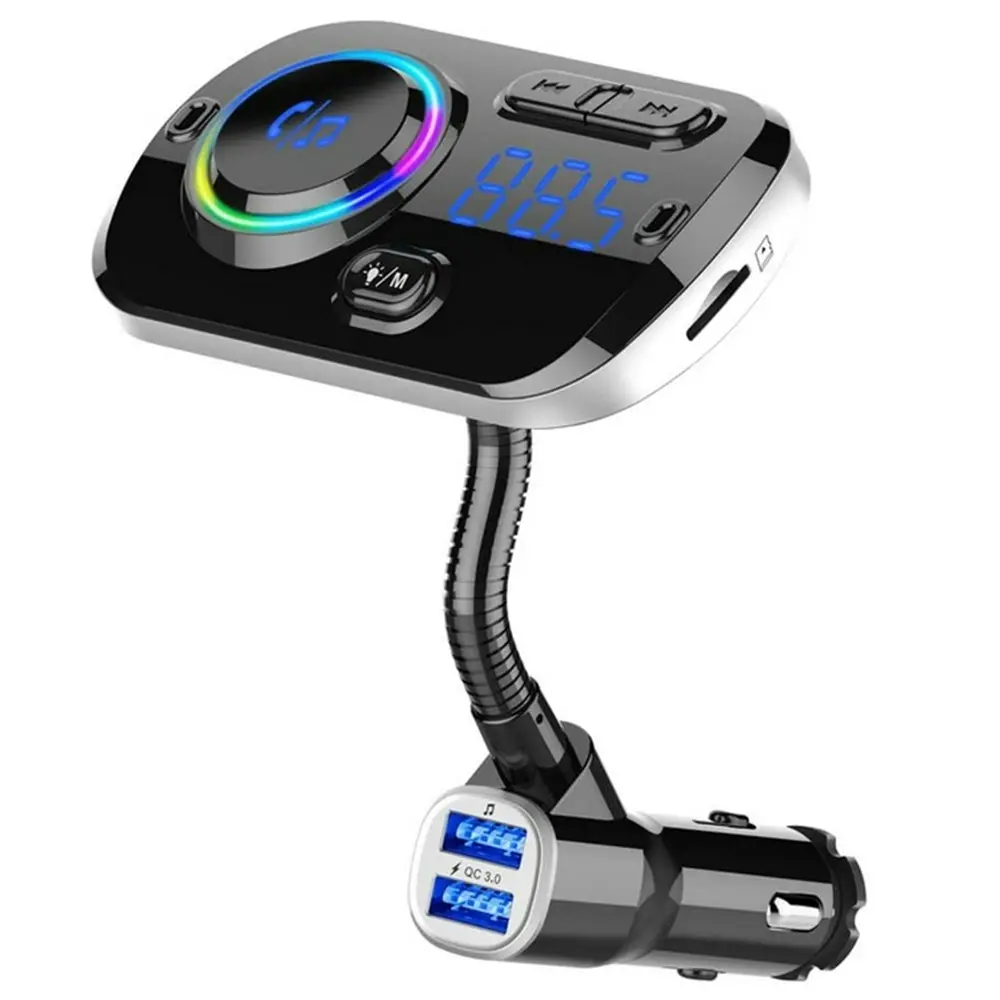 QC3.0 Bluetooth 5.0 FM Transmitter Dual USB Fast Charge Mp3 Player-Black