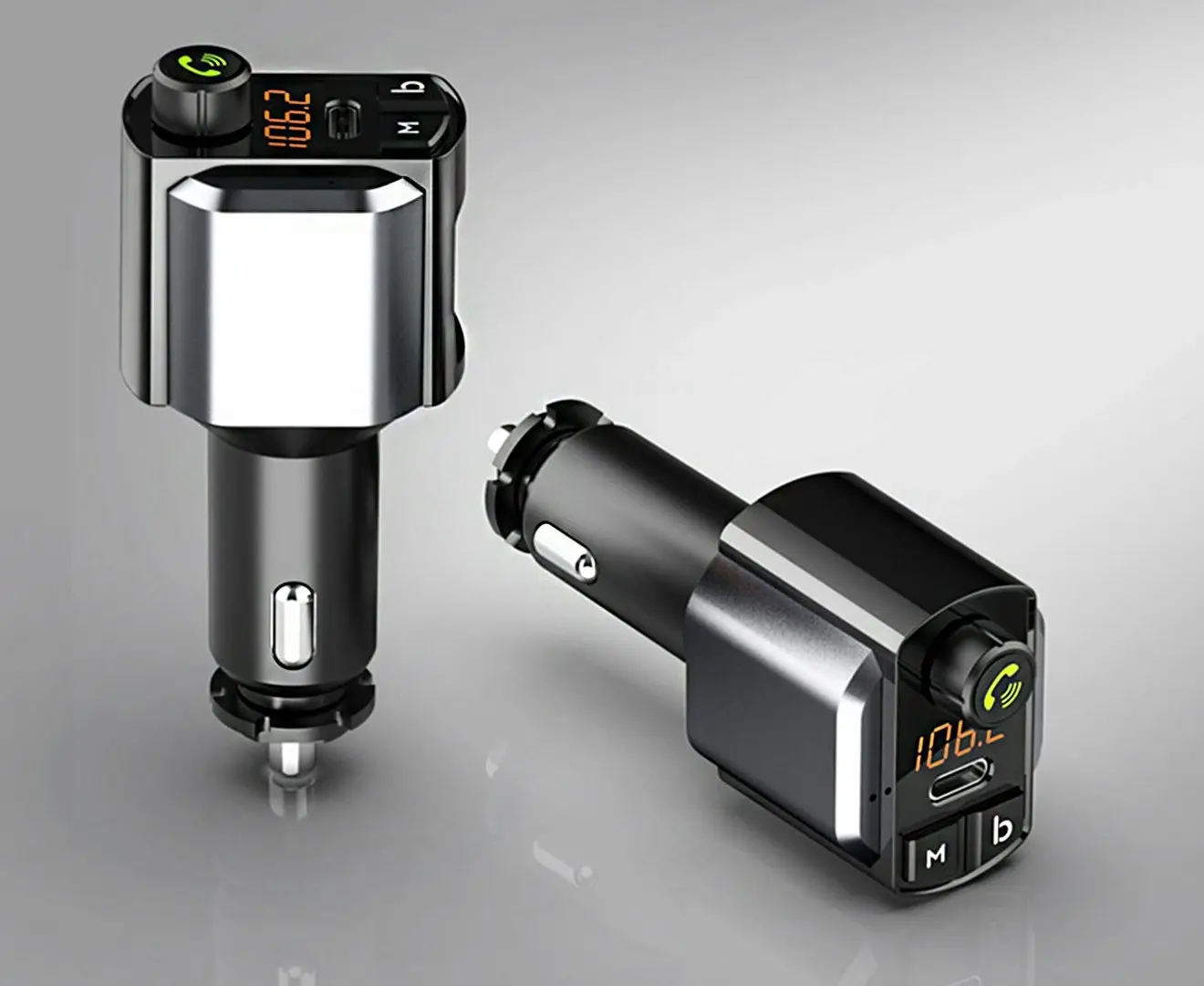 Bluetooth QC3.0+PD18W Charger FM Transmitter Dual USB car Charging