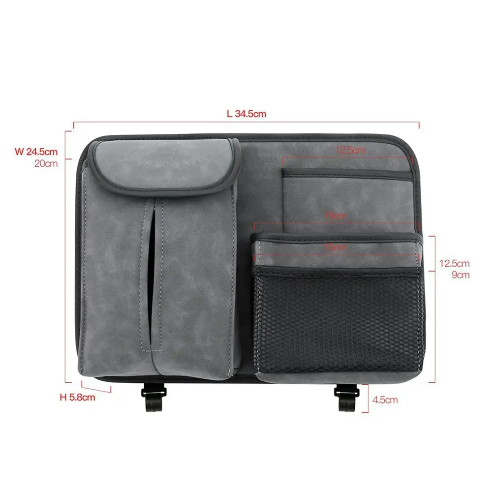 Car Seat Back Organizer Car Seat Back Storage Bag with Hook Suede Car Tissue Box