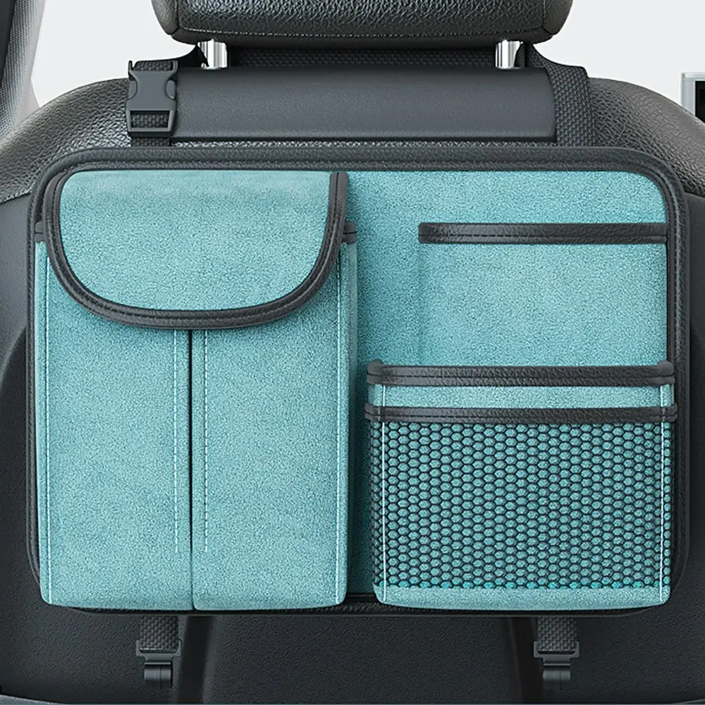 Car Seat Back Organizer Car Seat Back Storage Bag with Hook Suede Car Tissue Box