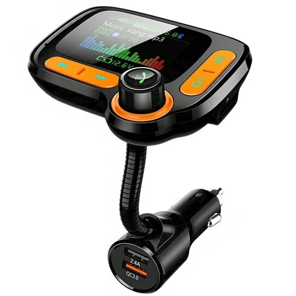 Bluetooth 5.0 Hands-Free FM transmitter Color screen car kit