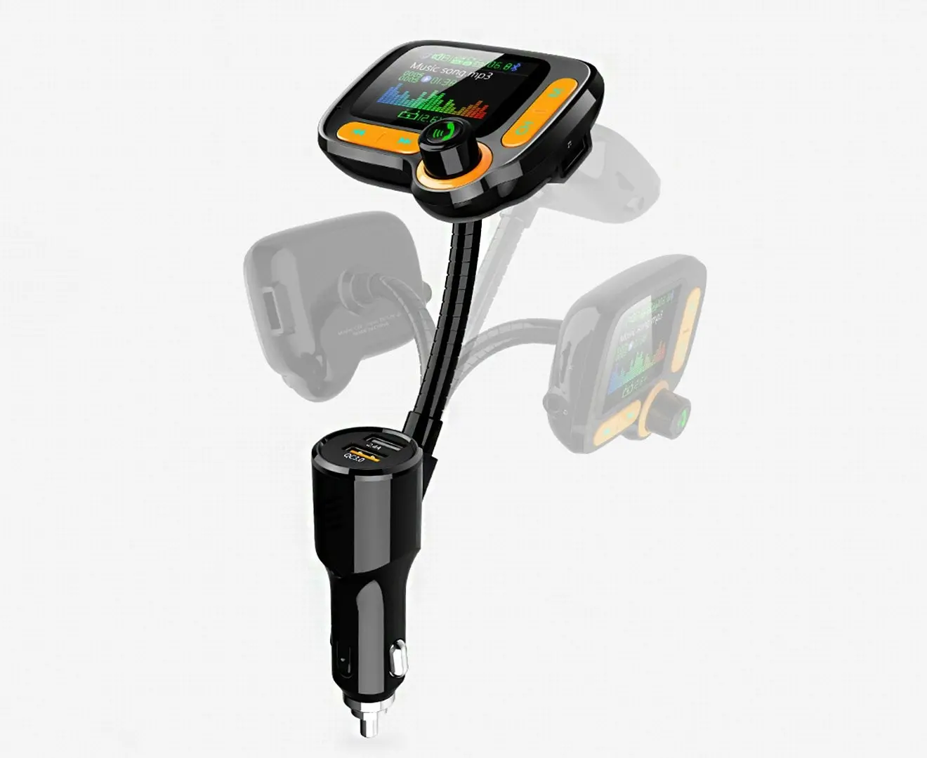 Bluetooth 5.0 Hands-Free FM transmitter Color screen car kit