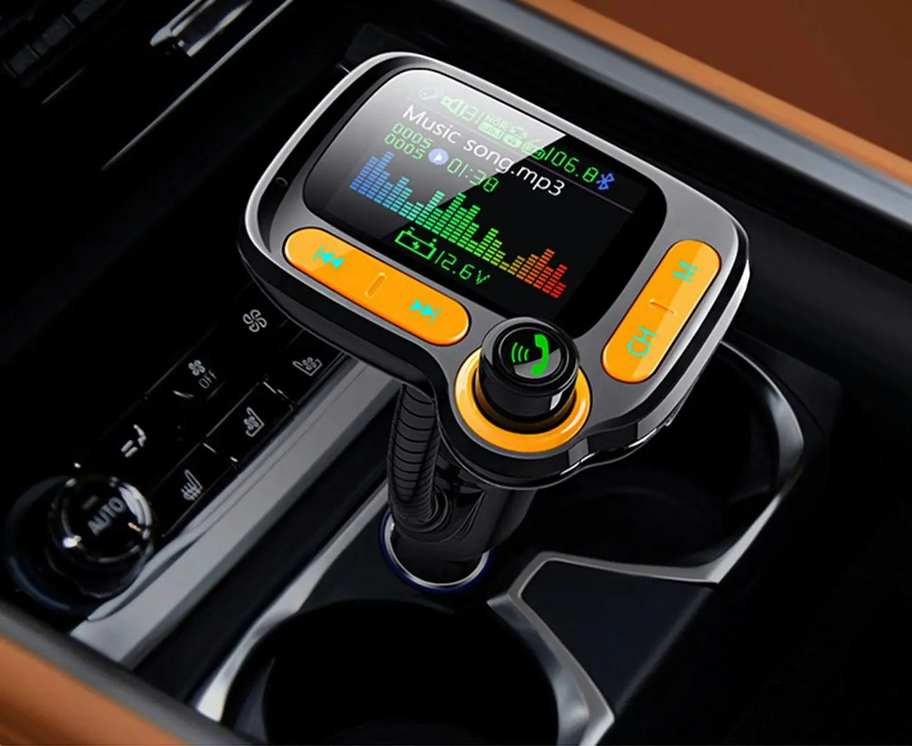 Bluetooth 5.0 Hands-Free FM transmitter Color screen car kit