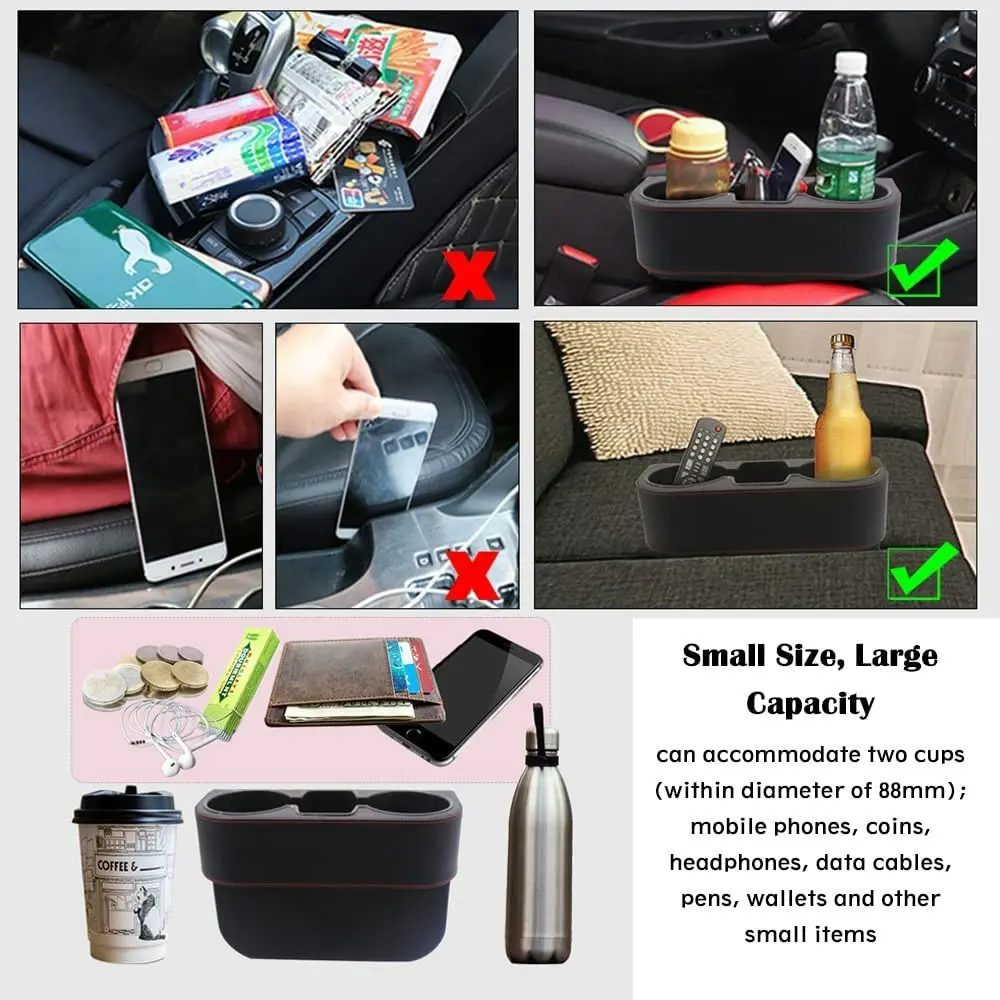 Leather Car Seat Organizer Car Seat Gap Filler Seat Storage Rack Car Accessories