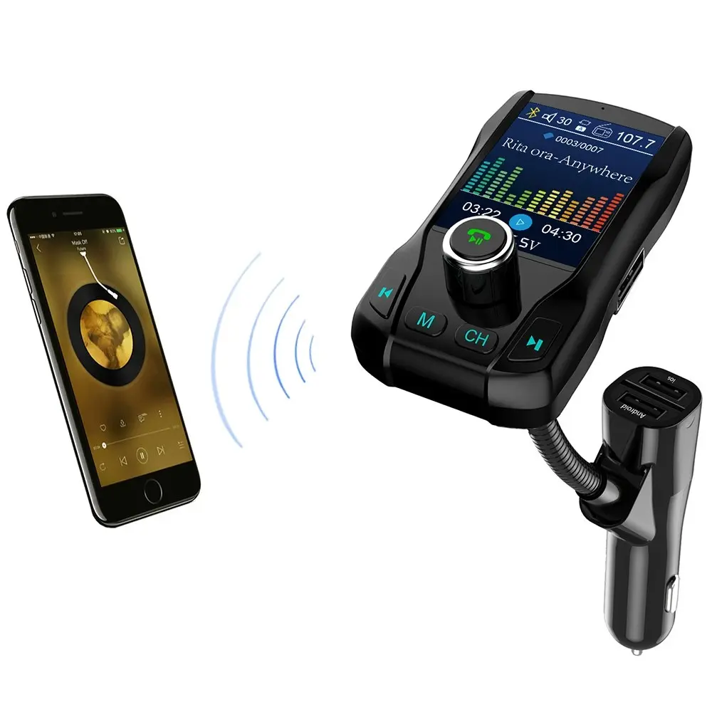 1.77 Color Screen Car Bluetooth MP3 FM Transmitter With Hands-Free