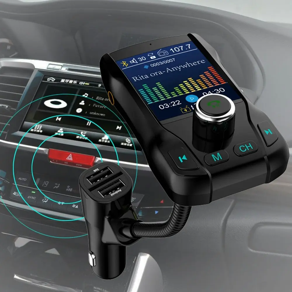 1.77 Color Screen Car Bluetooth MP3 FM Transmitter With Hands-Free