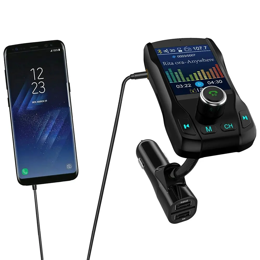 1.77 Color Screen Car Bluetooth MP3 FM Transmitter With Hands-Free