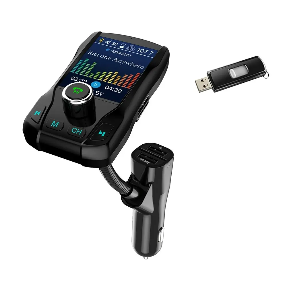 1.77 Color Screen Car Bluetooth MP3 FM Transmitter With Hands-Free