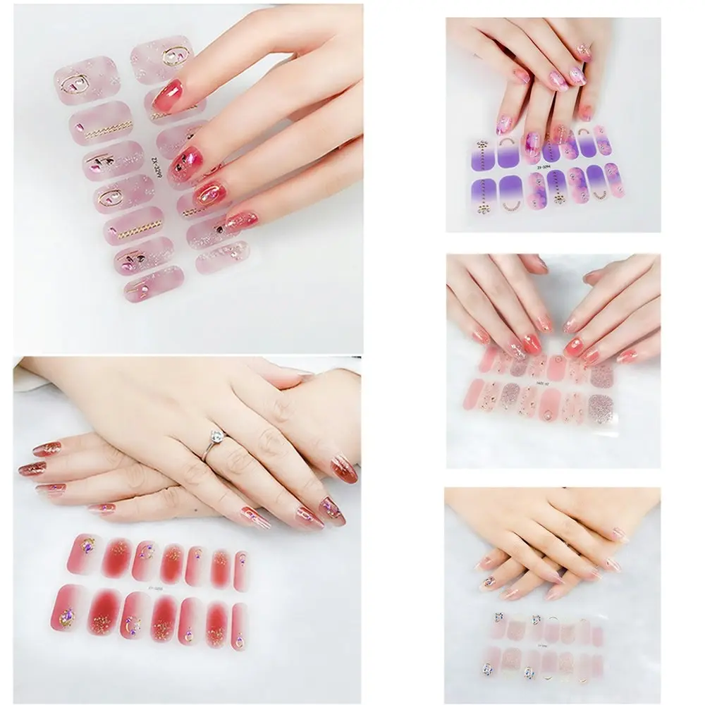 5Pcs 3D Colored Diamond Nail Stickers Waterproof Self-Adhesive Nail Cover