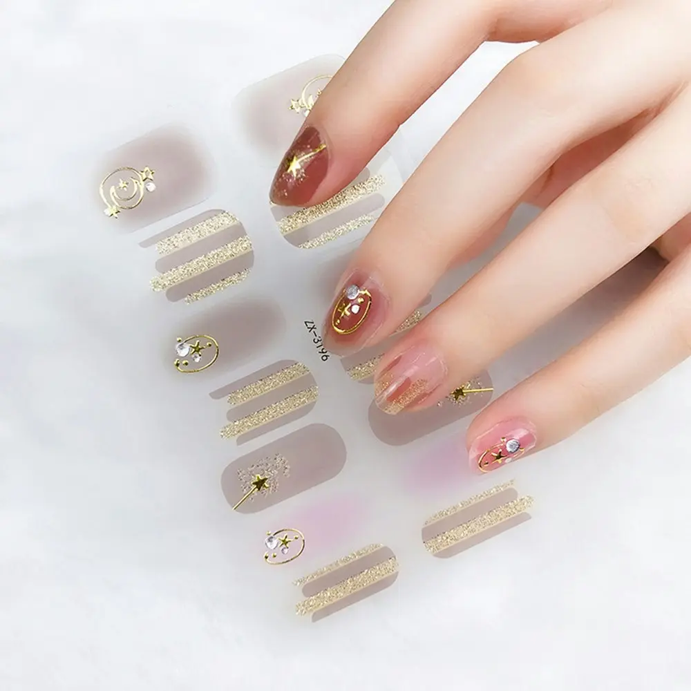 5Pcs 3D Colored Diamond Nail Stickers Waterproof Self-Adhesive Nail Cover