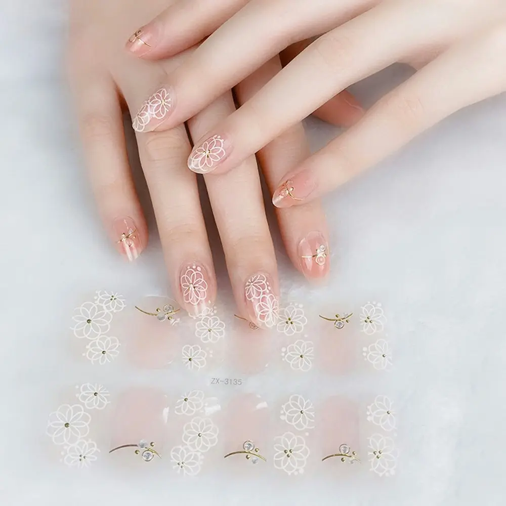 5Pcs 3D Colored Diamond Nail Stickers Waterproof Self-Adhesive Nail Cover