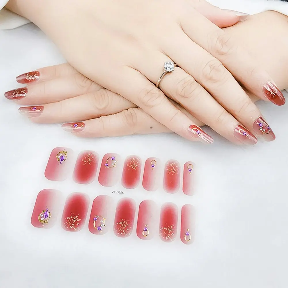 5Pcs 3D Colored Diamond Nail Stickers Waterproof Self-Adhesive Nail Cover