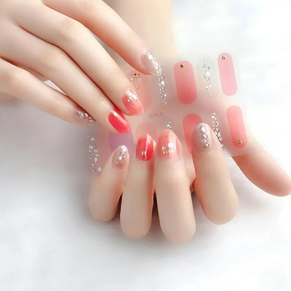 5Pcs 3D Colored Diamond Nail Stickers Waterproof Self-Adhesive Nail Cover