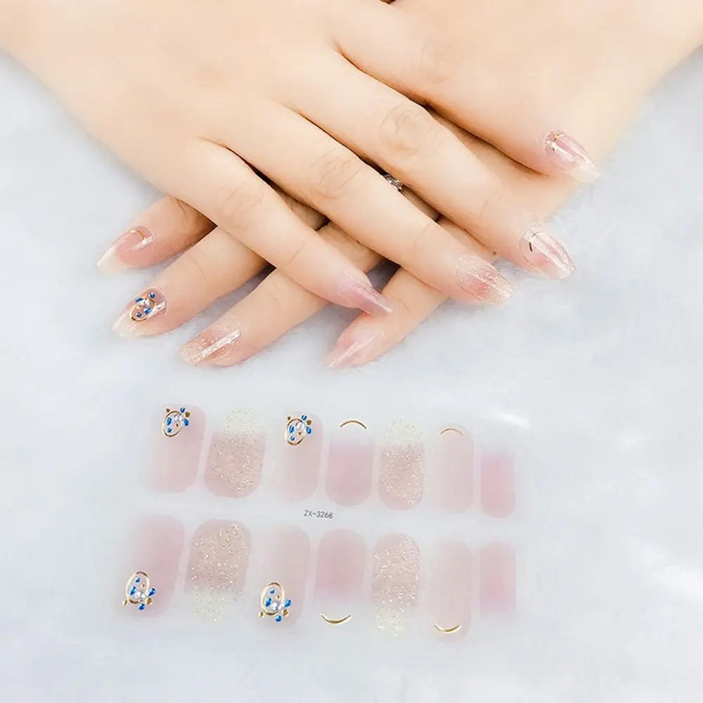 5Pcs 3D Colored Diamond Nail Stickers Waterproof Self-Adhesive Nail Cover