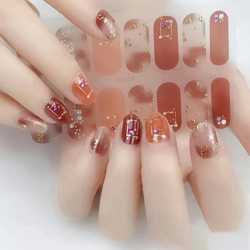 5Pcs 3D Colored Diamond Nail Stickers Waterproof Self-Adhesive Nail Cover