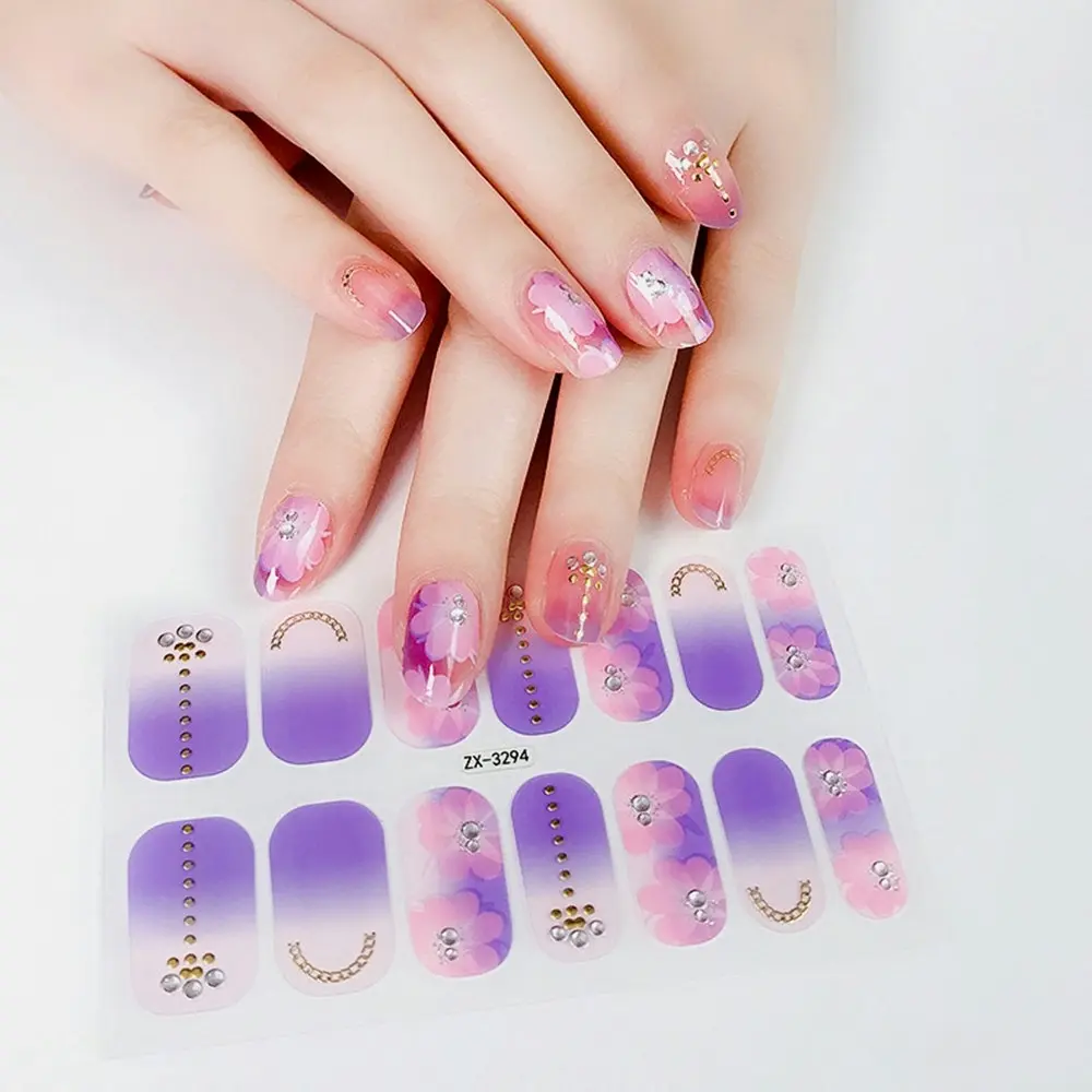 5Pcs 3D Colored Diamond Nail Stickers Waterproof Self-Adhesive Nail Cover