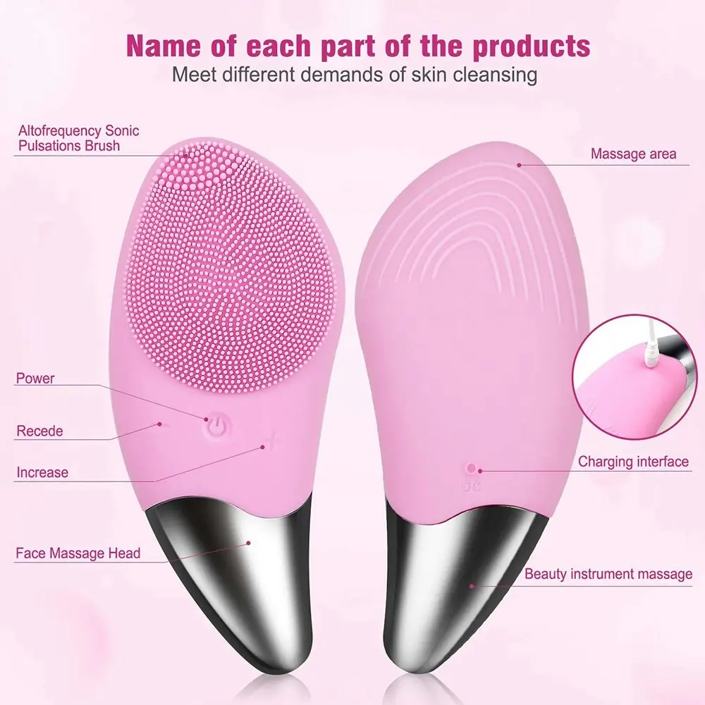 Sonic Facial Cleansing Brush Electric Silicone Face Brush Massager Face Scrubber