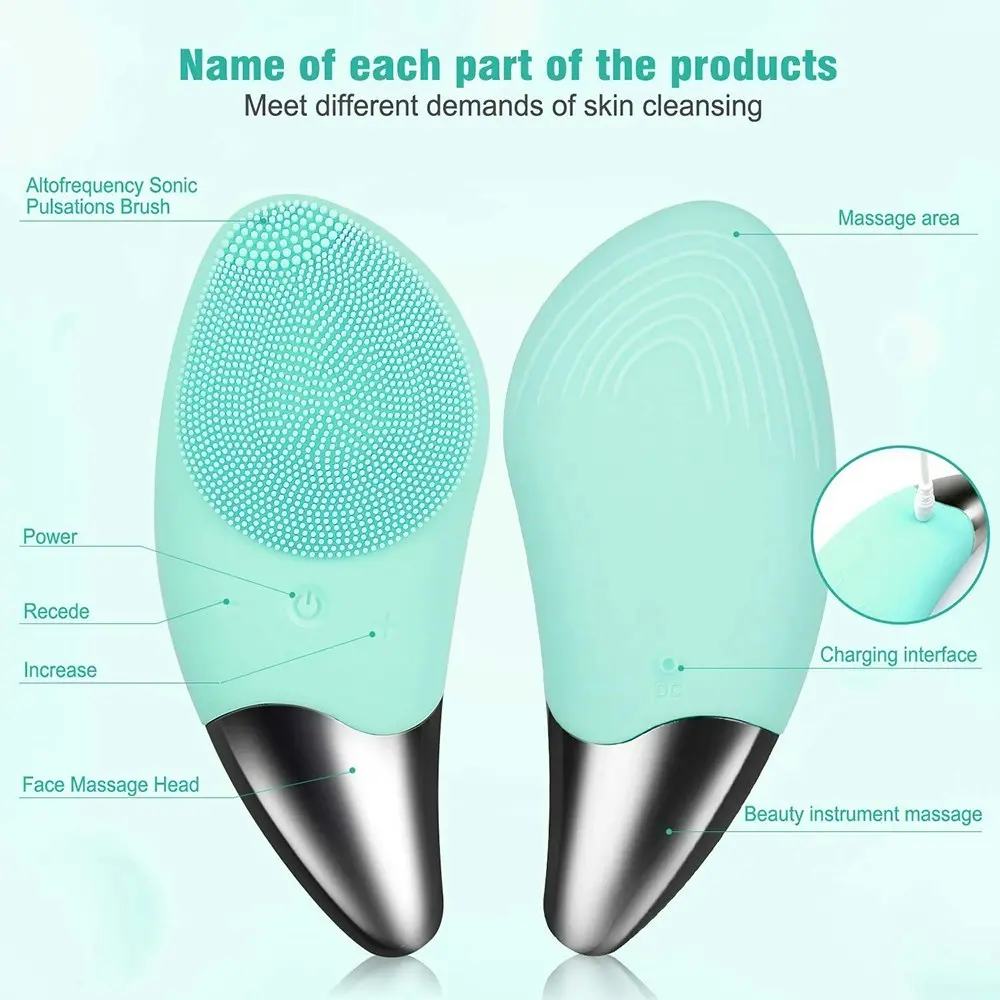 Sonic Facial Cleansing Brush Electric Silicone Face Brush Massager Face Scrubber