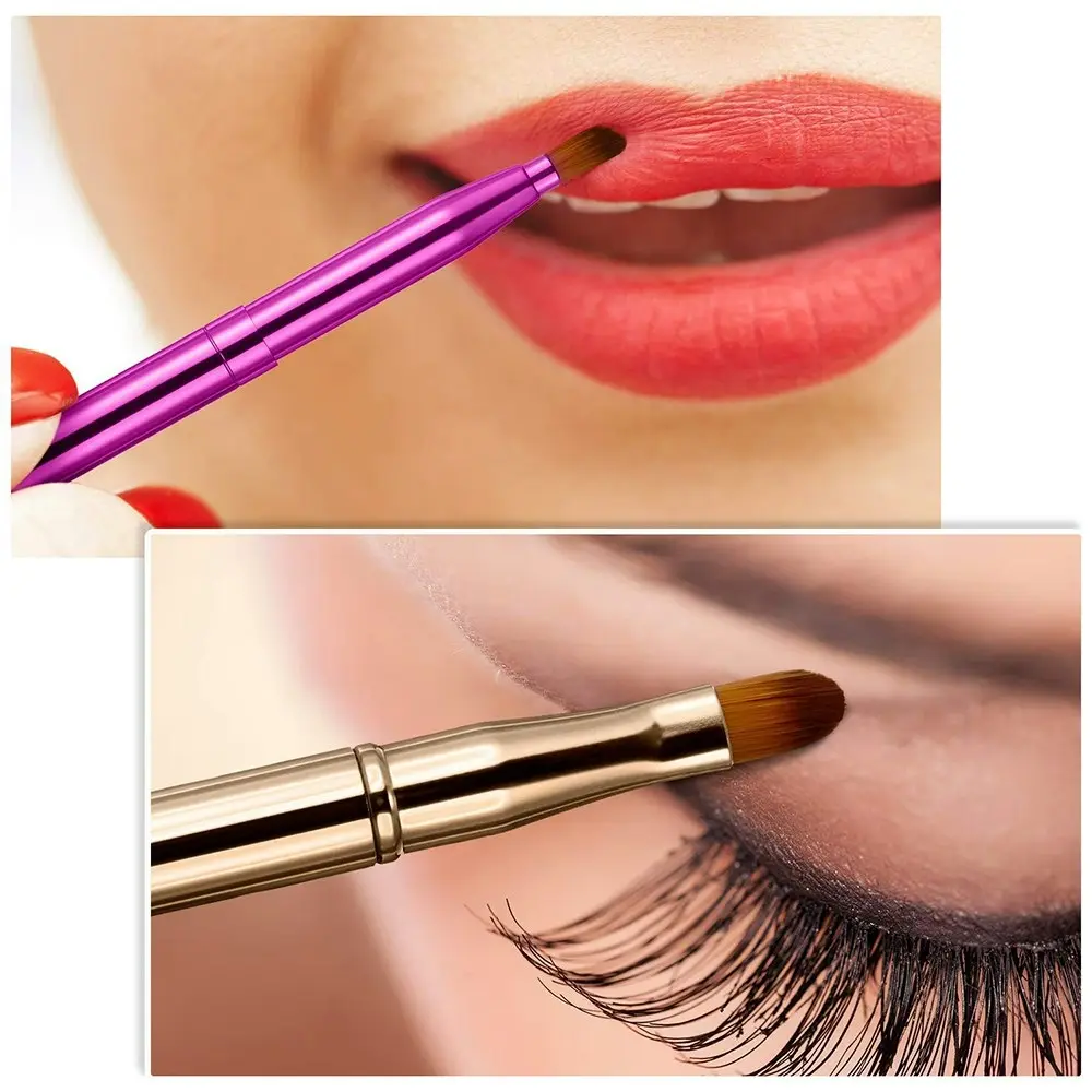 3 Pcs Dual End Lip Brush Concealer Brushes Retractable Lipstick Makeup Brush