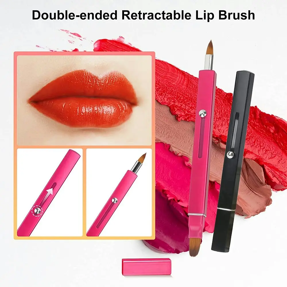 2 Pcs Retractable Lip Brush Lipstick Double-ended Lip Applicator Concealer Brush