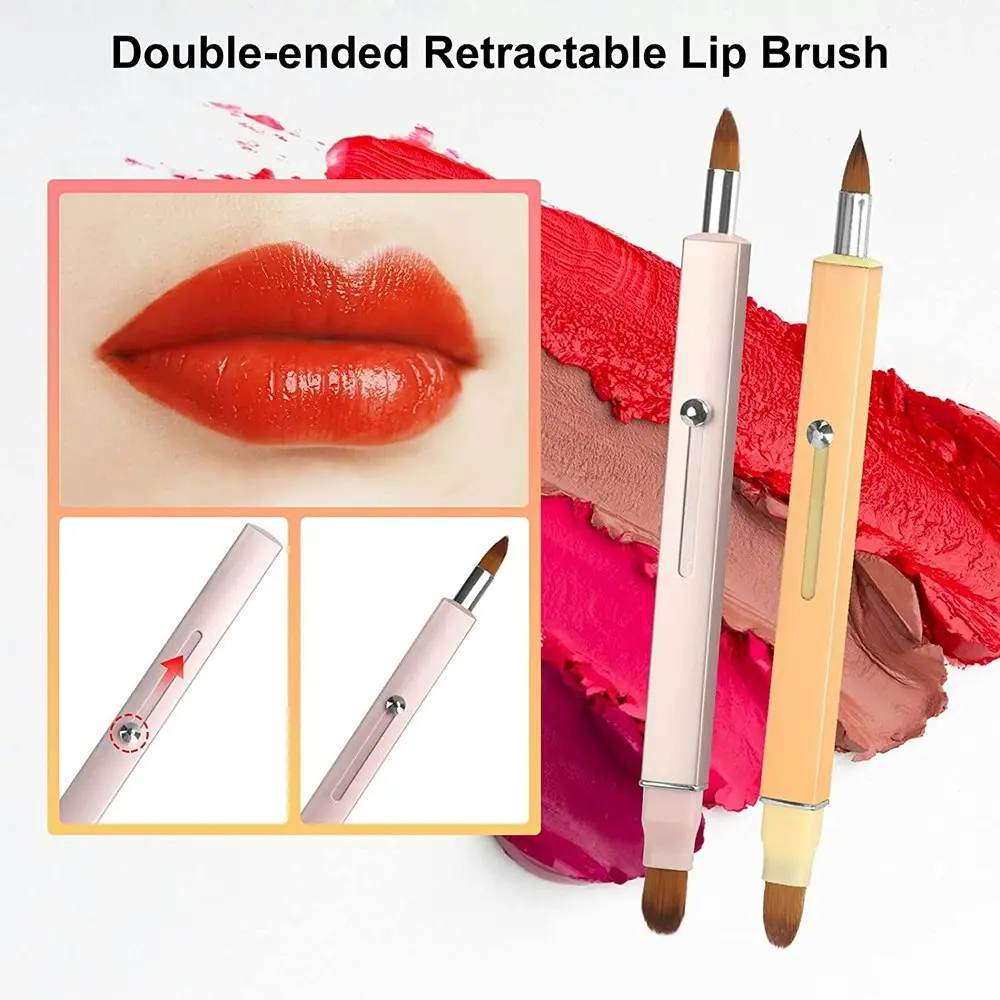 2 Pcs Retractable Lip Brush Lipstick Double-ended Lip Applicator Concealer Brush