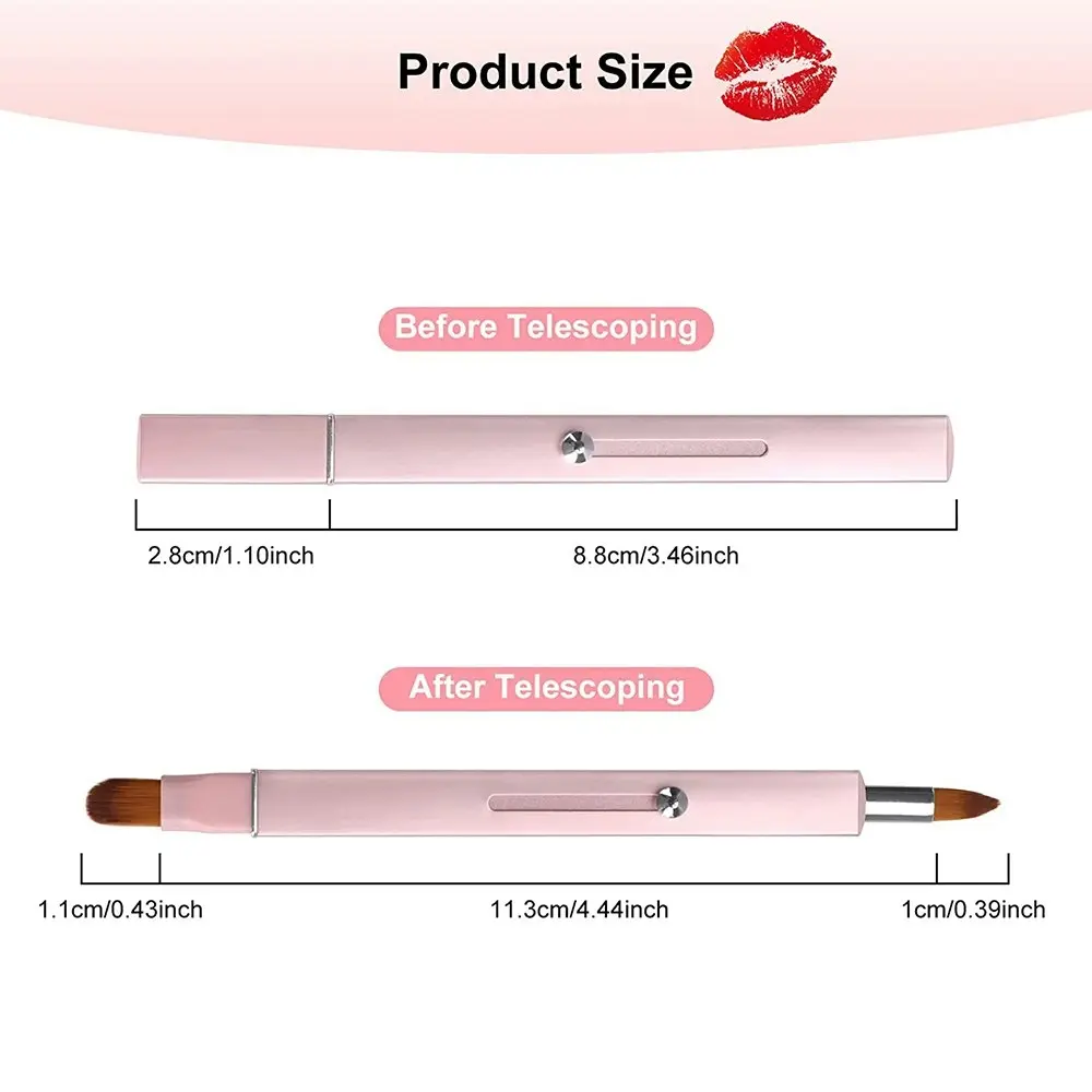 2 Pcs Retractable Lip Brush Lipstick Double-ended Lip Applicator Concealer Brush