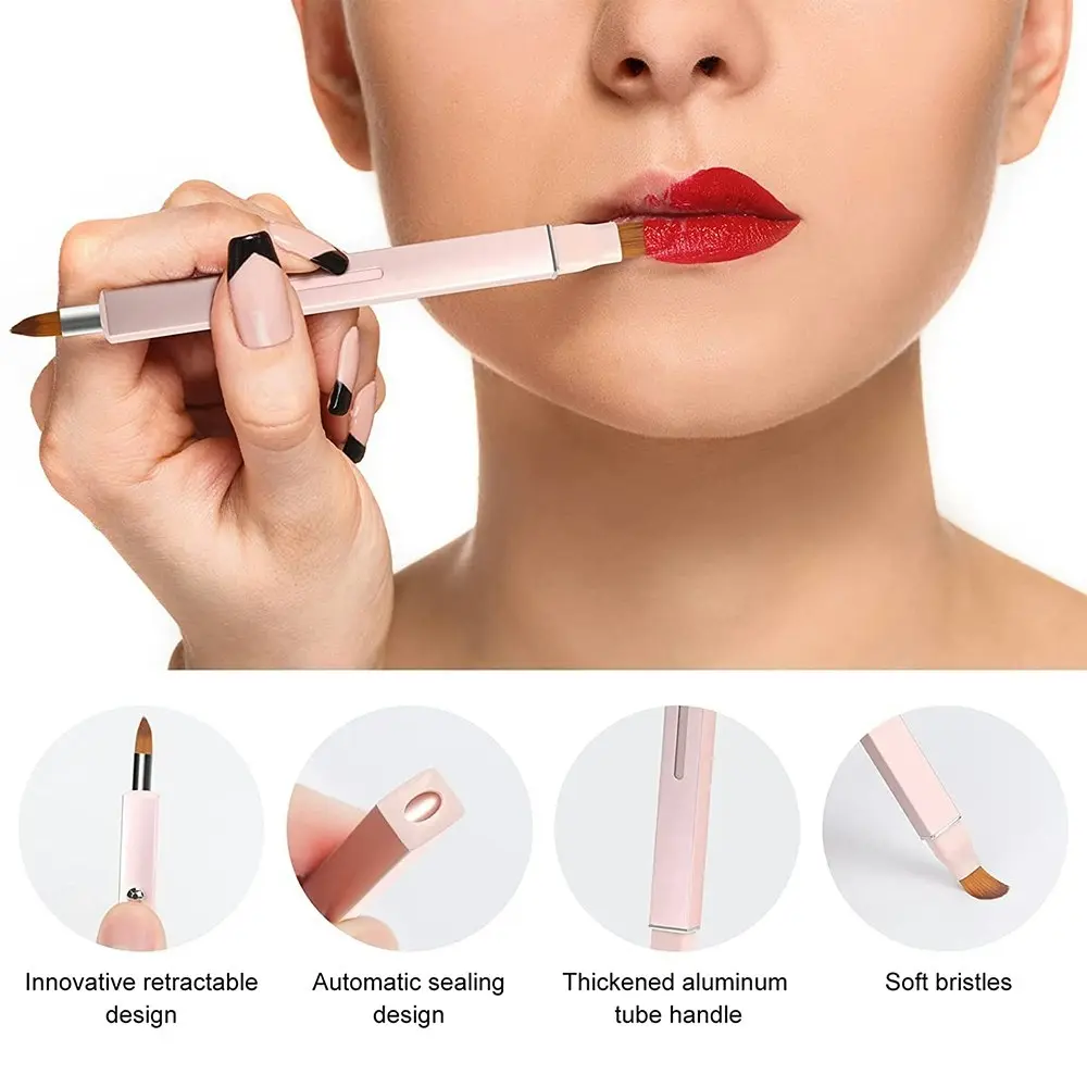 2 Pcs Retractable Lip Brush Lipstick Double-ended Lip Applicator Concealer Brush