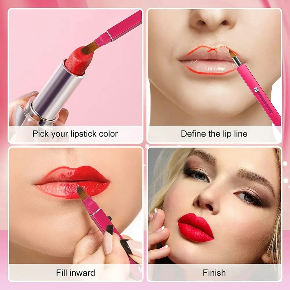 2 Pcs Retractable Lip Brush Lipstick Double-ended Lip Applicator Concealer Brush