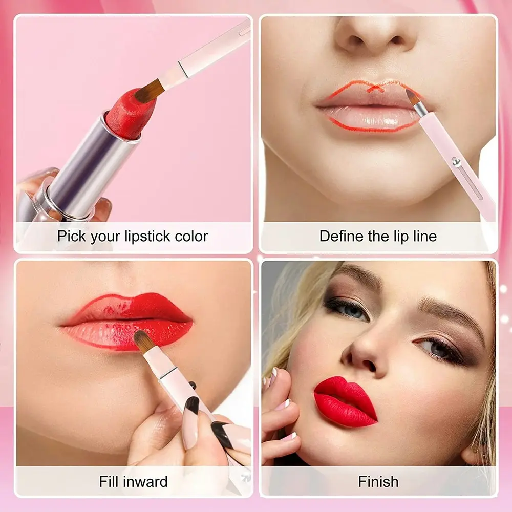 2 Pcs Retractable Lip Brush Lipstick Double-ended Lip Applicator Concealer Brush