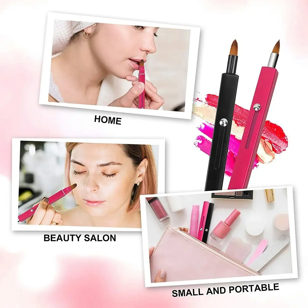 2 Pcs Retractable Lip Brush Lipstick Double-ended Lip Applicator Concealer Brush