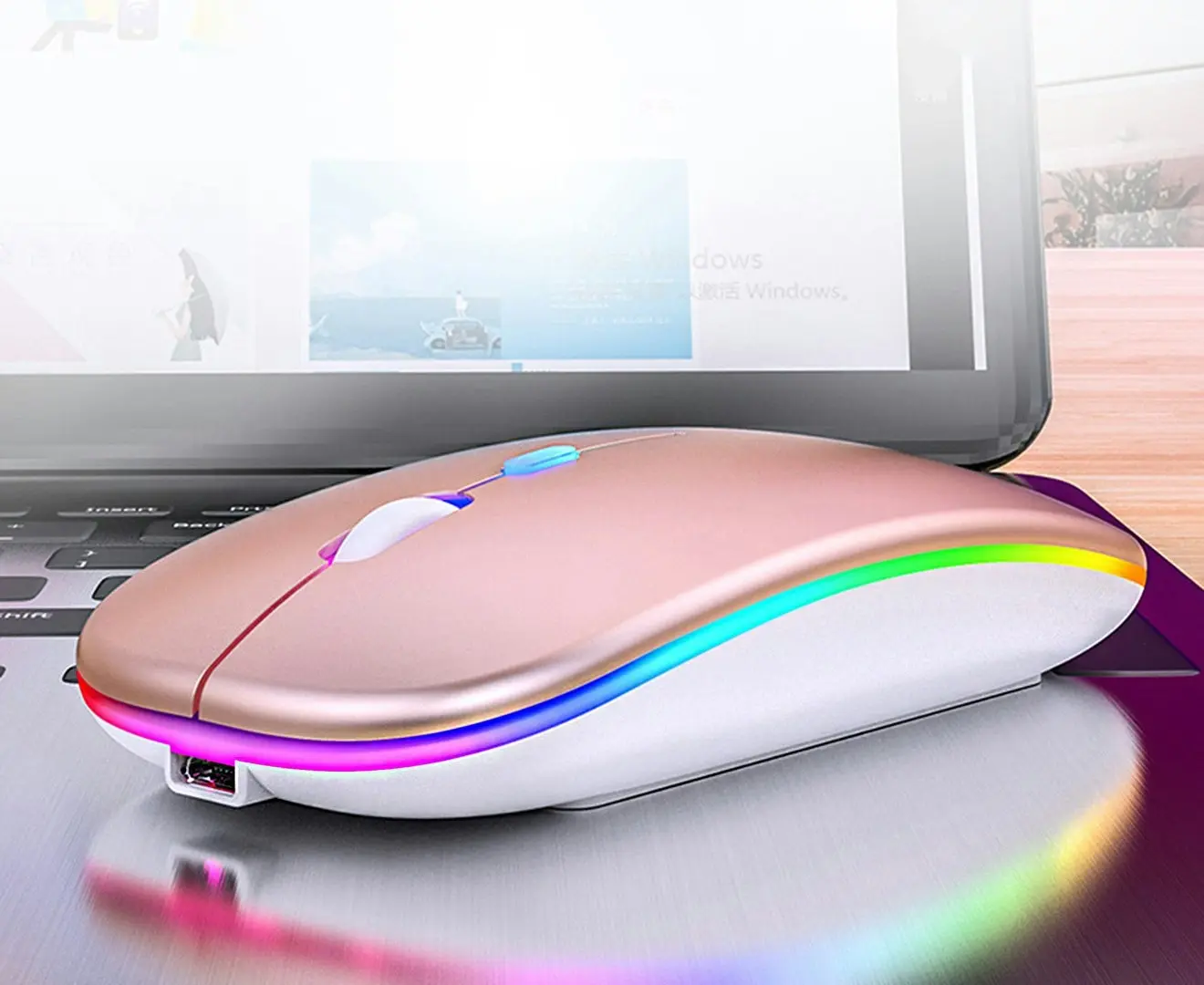 Wireless Mouse RGB Rechargeable Silent Mouse