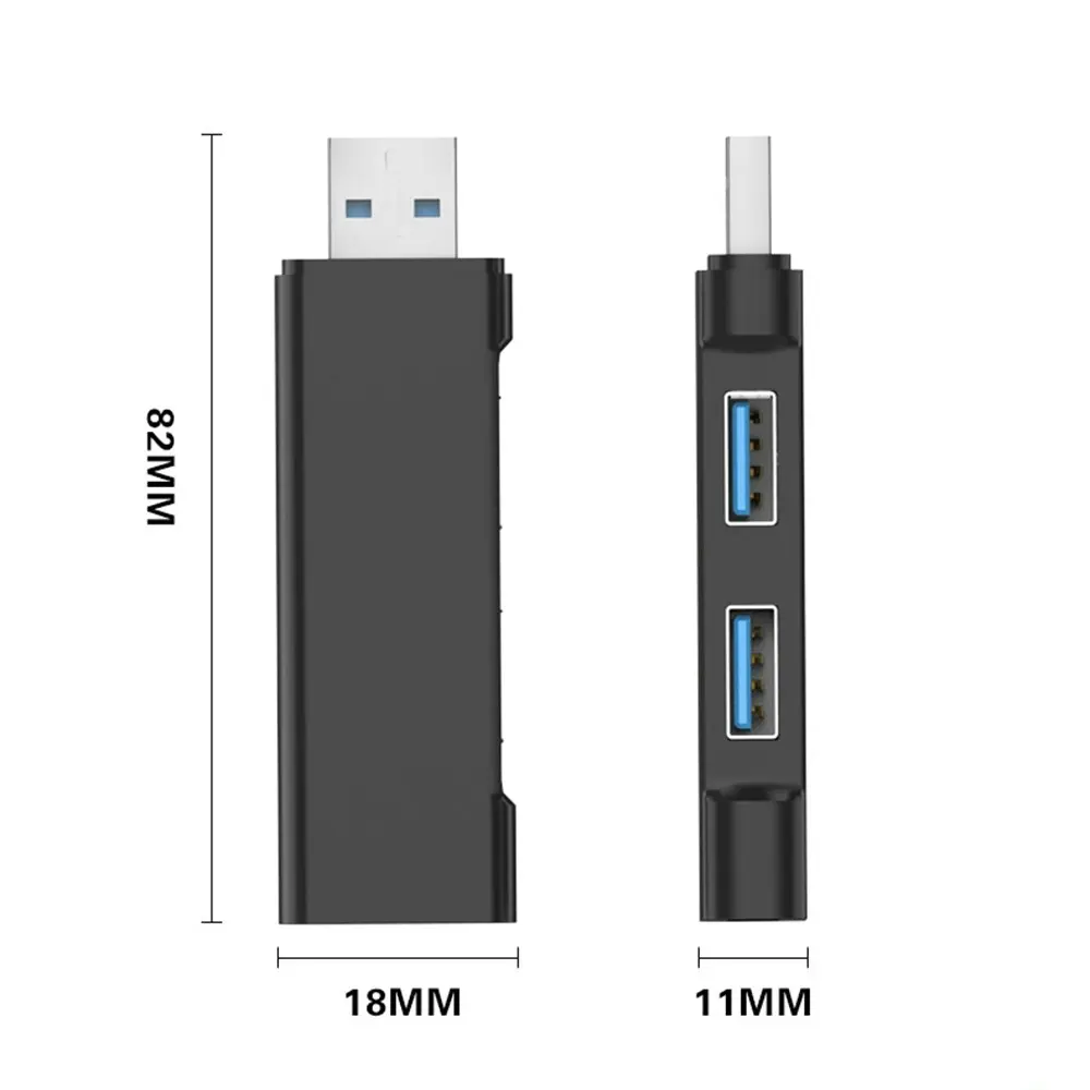 Mini three-port HUB 3.0 splitter USB computer hub-Black