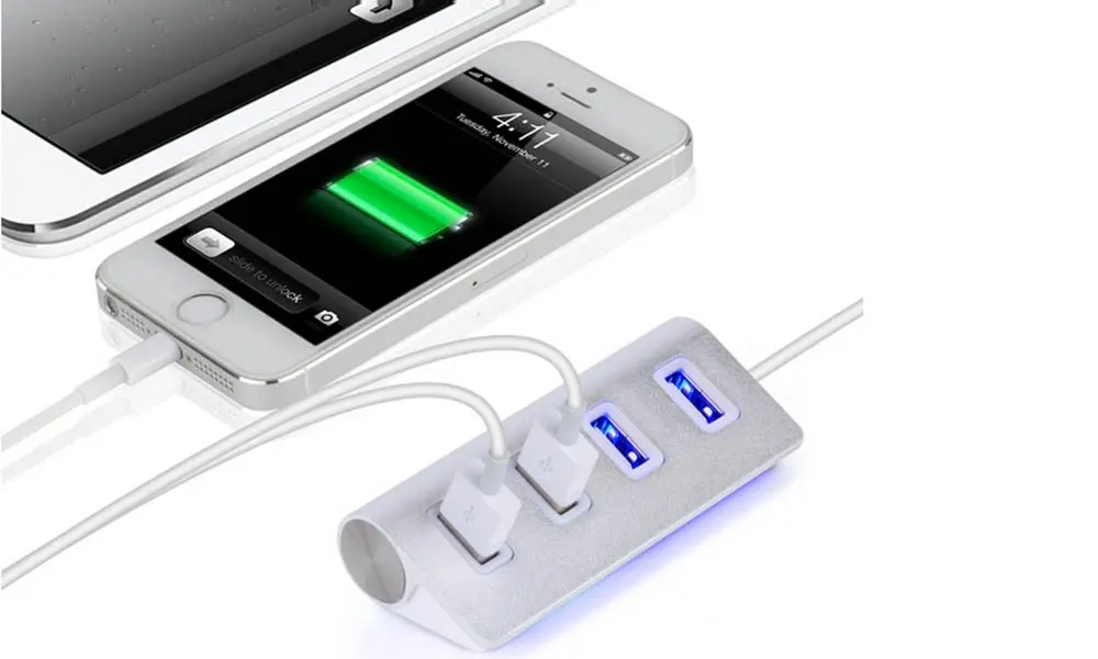 Two Pack Four-Port Aluminium USB Hub with a Shielded Cable