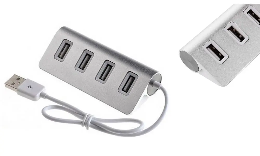 Two Pack Four-Port Aluminium USB Hub with a Shielded Cable