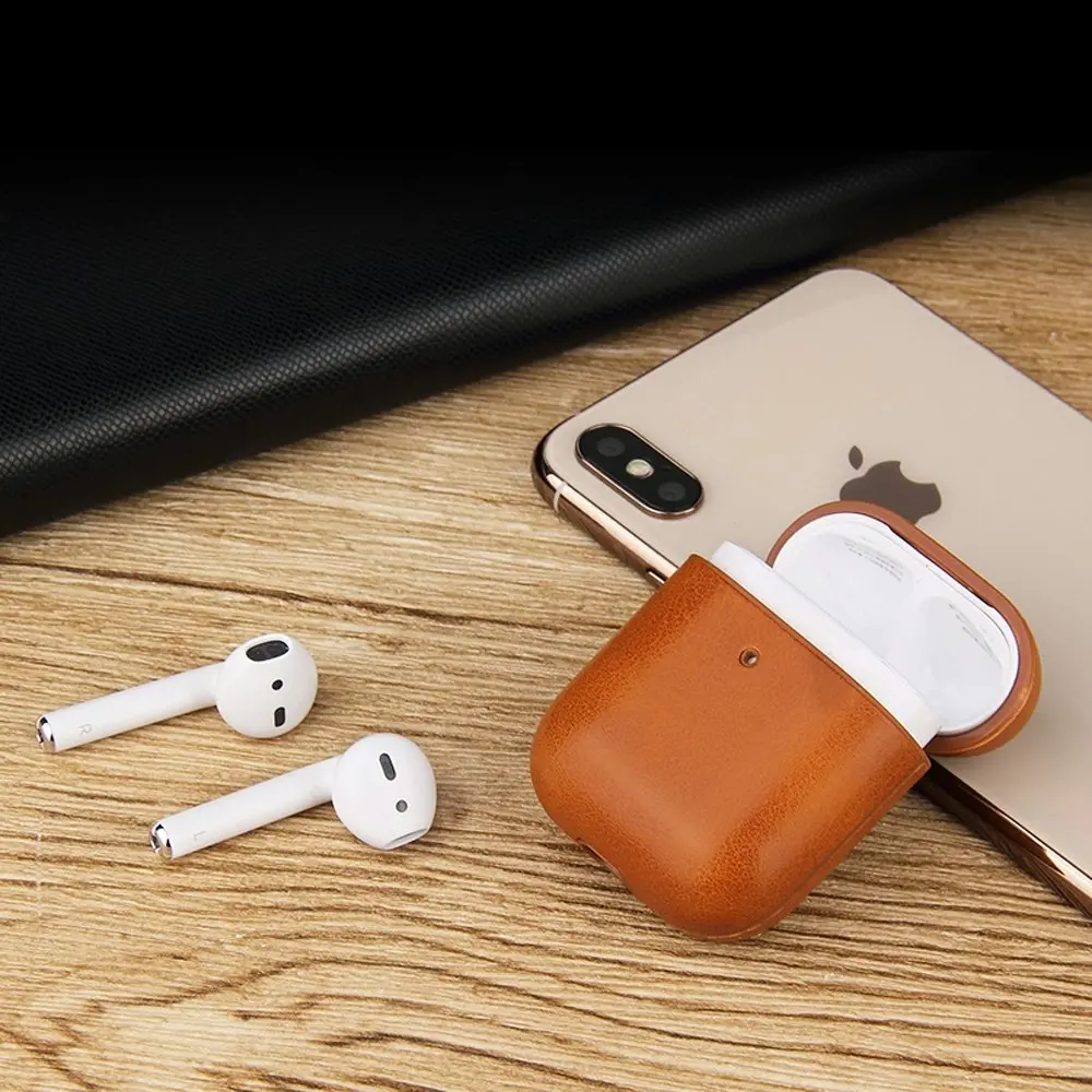 Genuine Leather Protective Cover Case for Apple AirPods