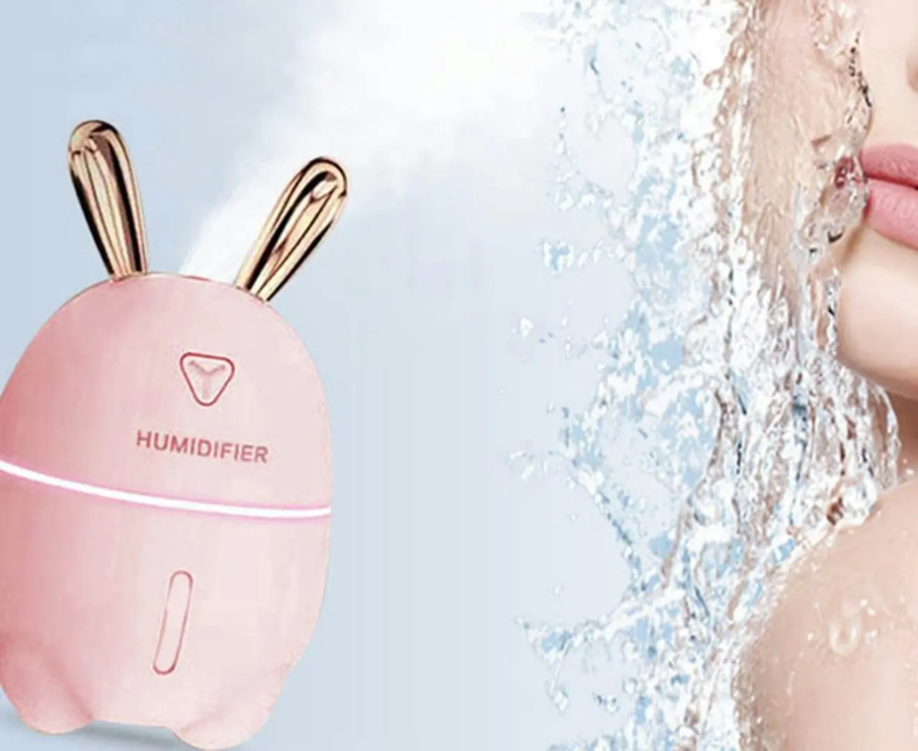 300ML USB Cute Rabbit Air Humidifier night light-Pink