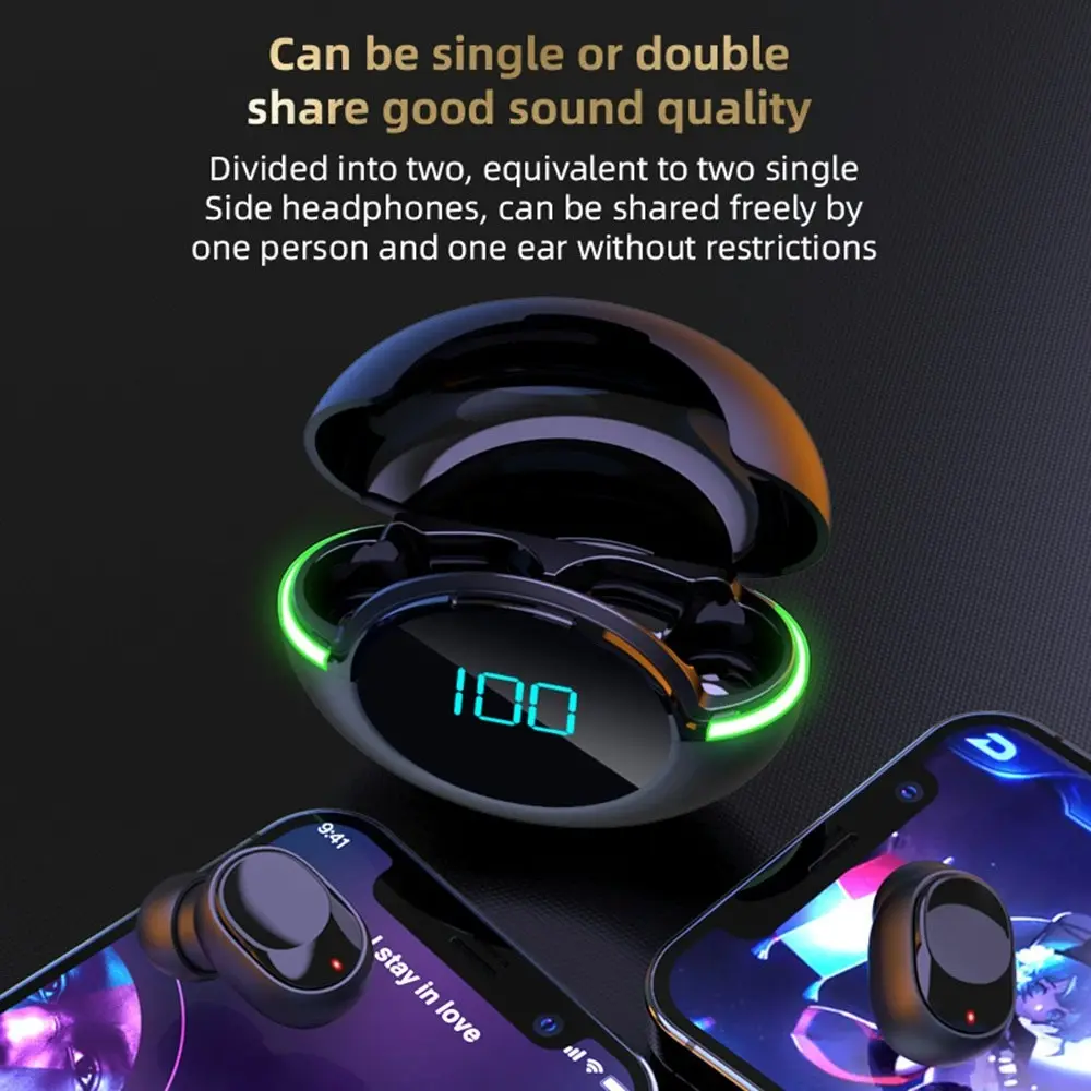 TWS Wireless Headphones Touch Control LED Display Wireless Bluetooth Headset