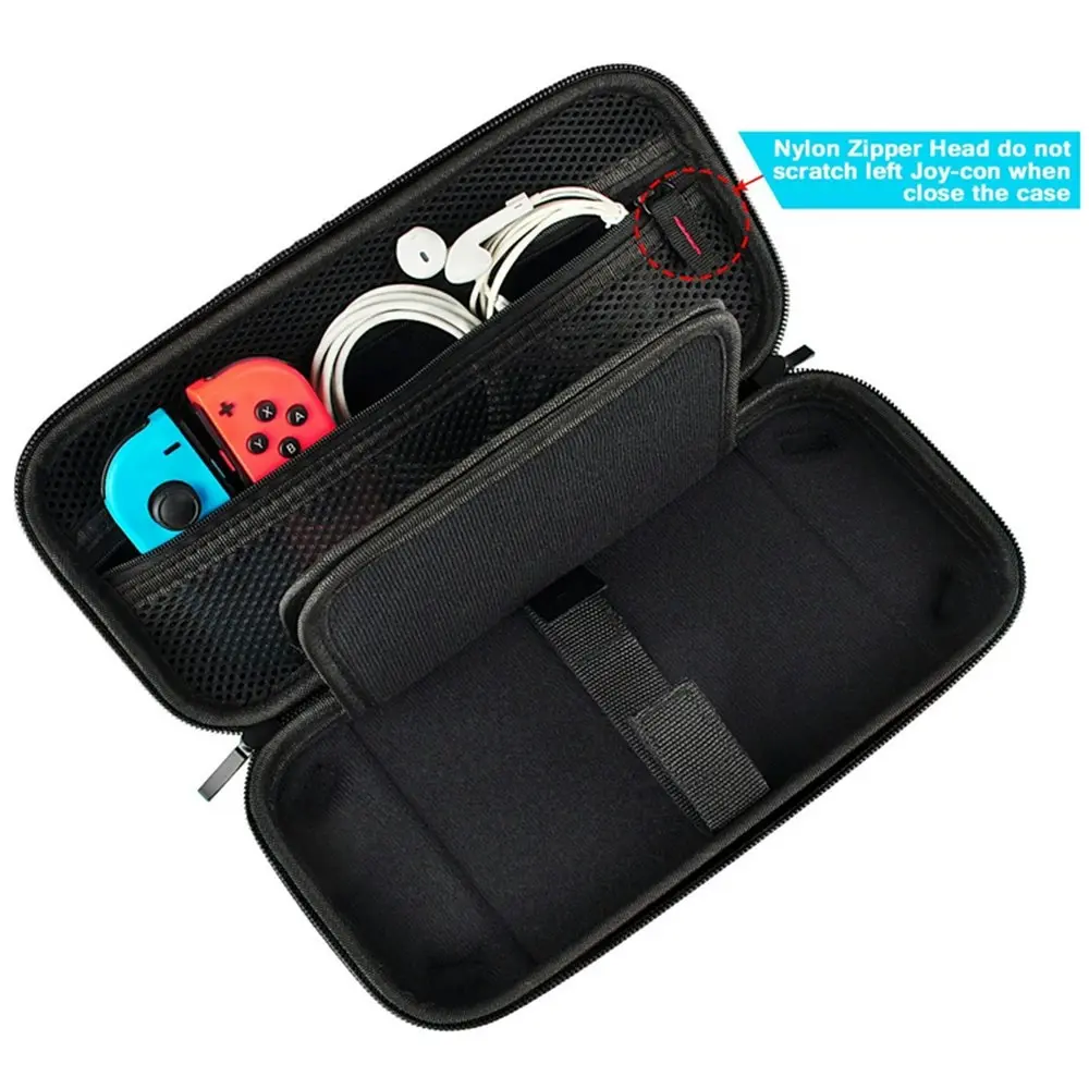 Protective Travel Carrying Case Pouch for Nintendo Switch &Accessories-Black