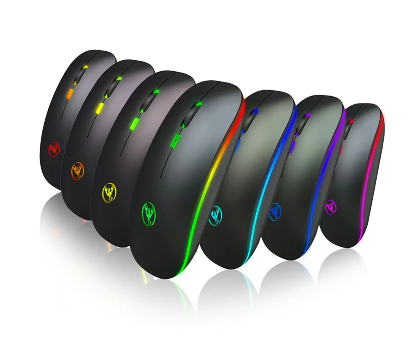 Dual-Mode Bluetooth 5.1 Colorful  wireless RGB Rechargeable Mouse  For Laptop PC