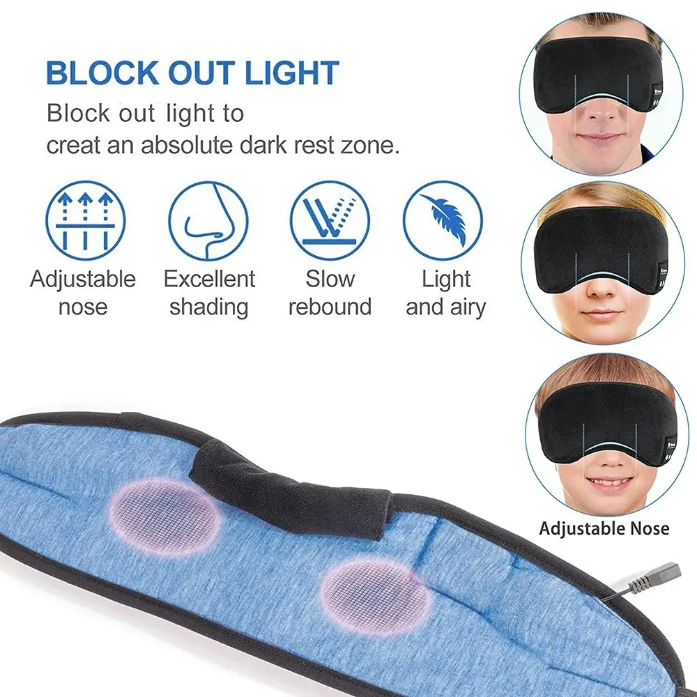 Eye Mask Wireless Bluetooth 5.0 Stereo Headphones Earphone Sleep Music Mask