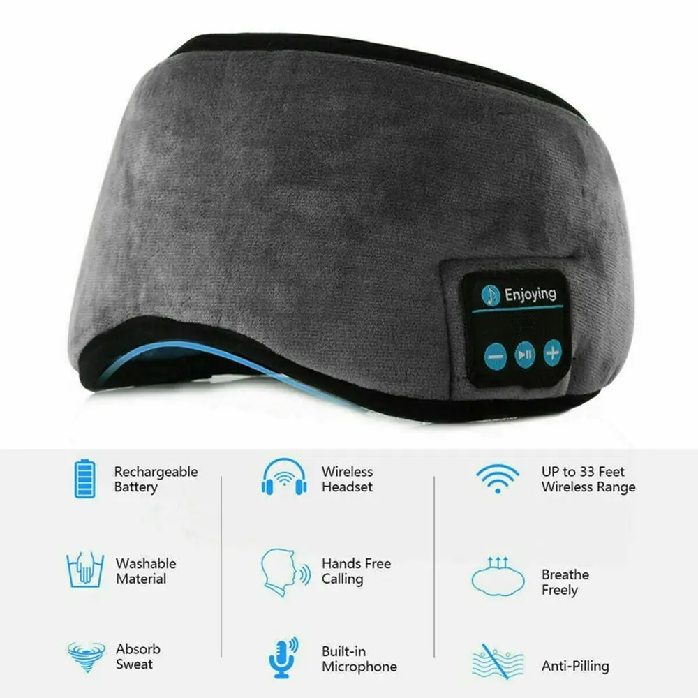 Eye Mask Wireless Bluetooth 5.0 Stereo Headphones Earphone Sleep Music Mask