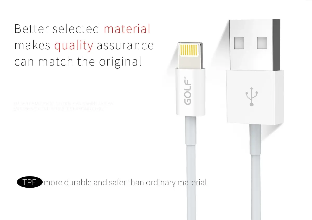 1m USB Charging Data Cable Golf GC-30 For iPhone mobile phone