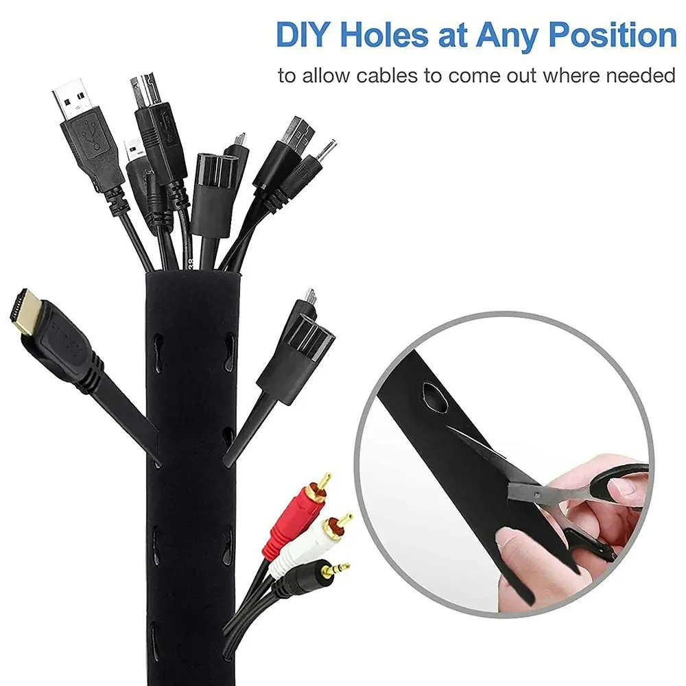 4 Pcs Cable Management Sleeve Flexible Cable Sleeve Wrap Cover Organizer