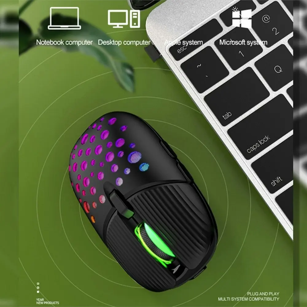 2.4G Wireless Mute Charging Gaming Electronic Sports Office Pink Luminous Mouse