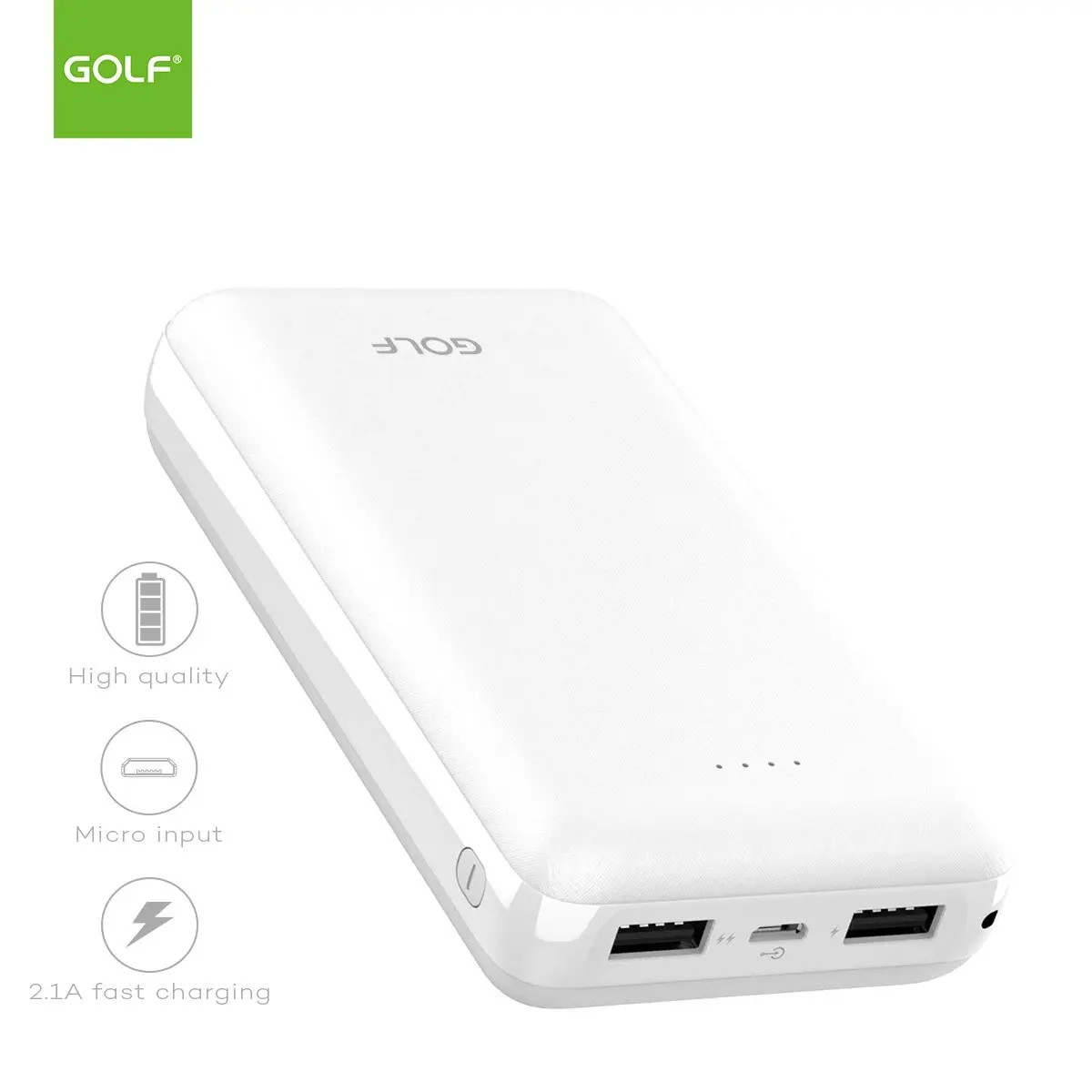 High Capacity 20000mah Fast Charging Power Bank Dual USB Port Golf G63 For Phone