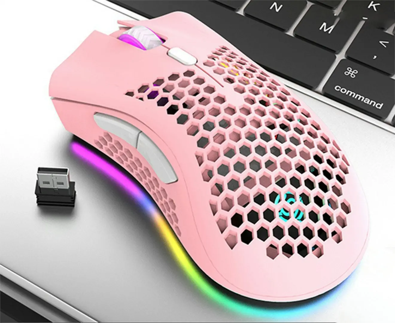 2.4GHz Wireless USB  Adjustable RGB Backlit Honeycomb Office Gamer Mice