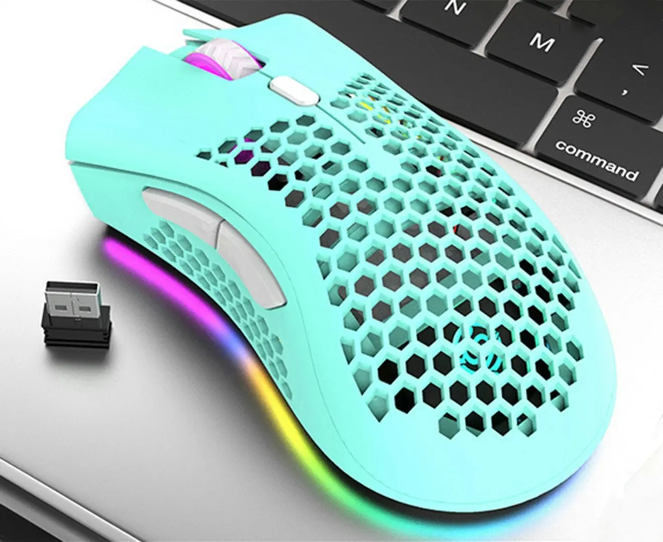 2.4GHz Wireless USB  Adjustable RGB Backlit Honeycomb Office Gamer Mice