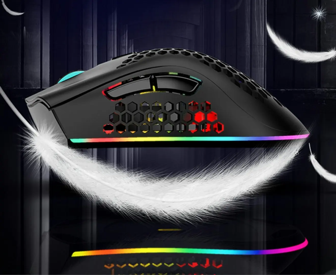 2.4GHz Wireless USB  Adjustable RGB Backlit Honeycomb Office Gamer Mice