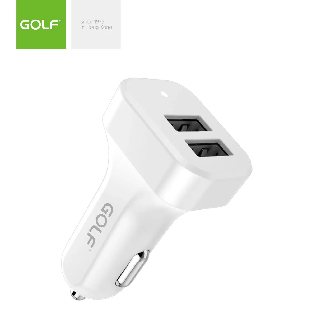 Golf GF-C11 Double USB Mini 2.1A Smart Car Charger Travel 12V 24V Universal Car Mounted Charger White