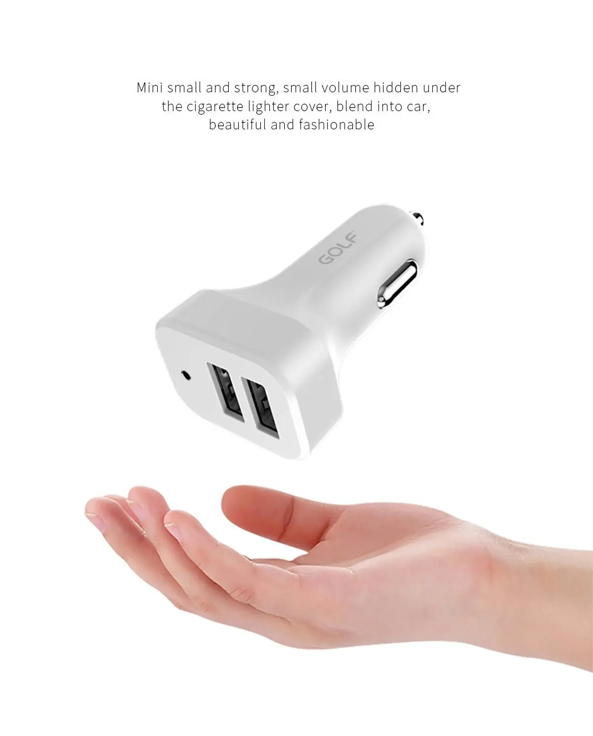 Golf GF-C11 Double USB Mini 2.1A Smart Car Charger Travel 12V 24V Universal Car Mounted Charger White